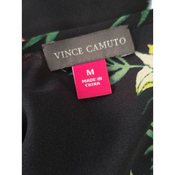Vince Camuto Black Floral Off-Shoulder Blouse Size M Crop Ruffle Bell Sleeve - Picture 4 of 8